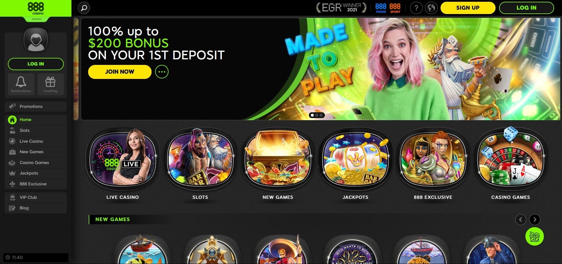 888 Casino'nun resmi web sitesi