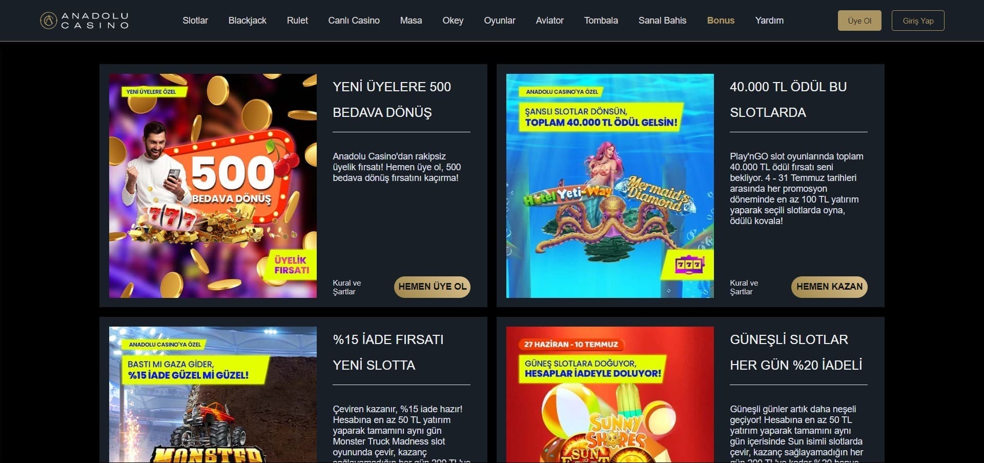 Anadolu Casino Bonusları