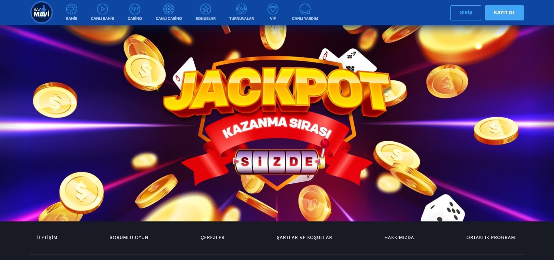 BayMavi Casino'nun resmi web sitesi