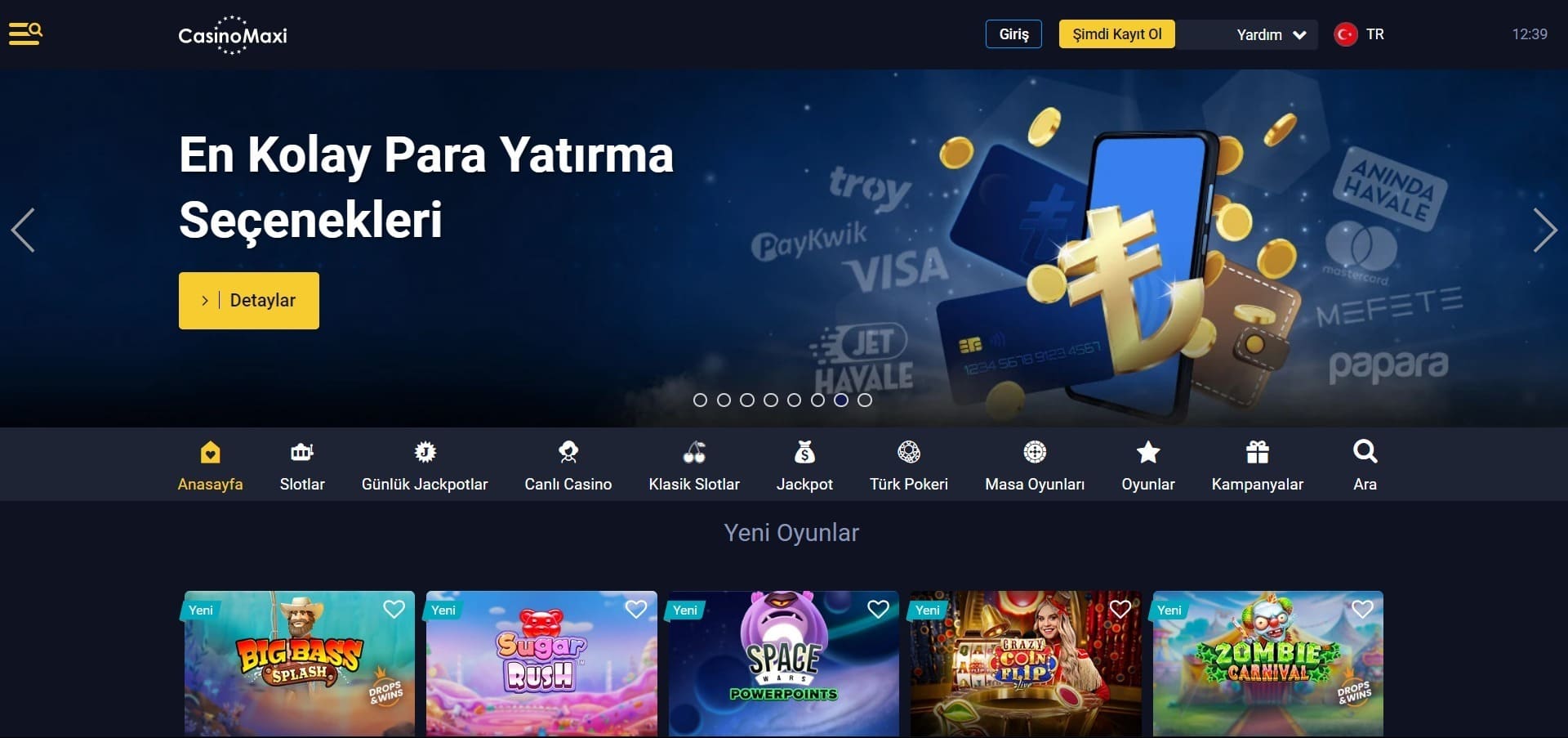 CasinoMaxi'nun resmi web sitesi