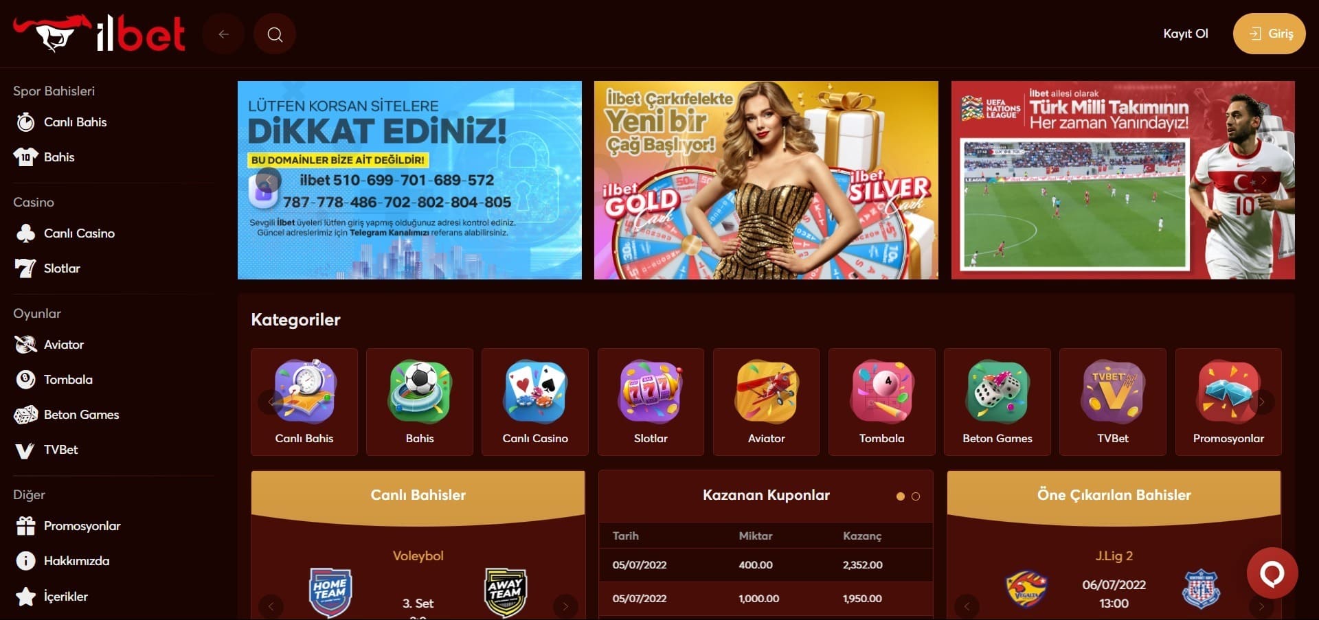 İlbet Casino'nun resmi web sitesi