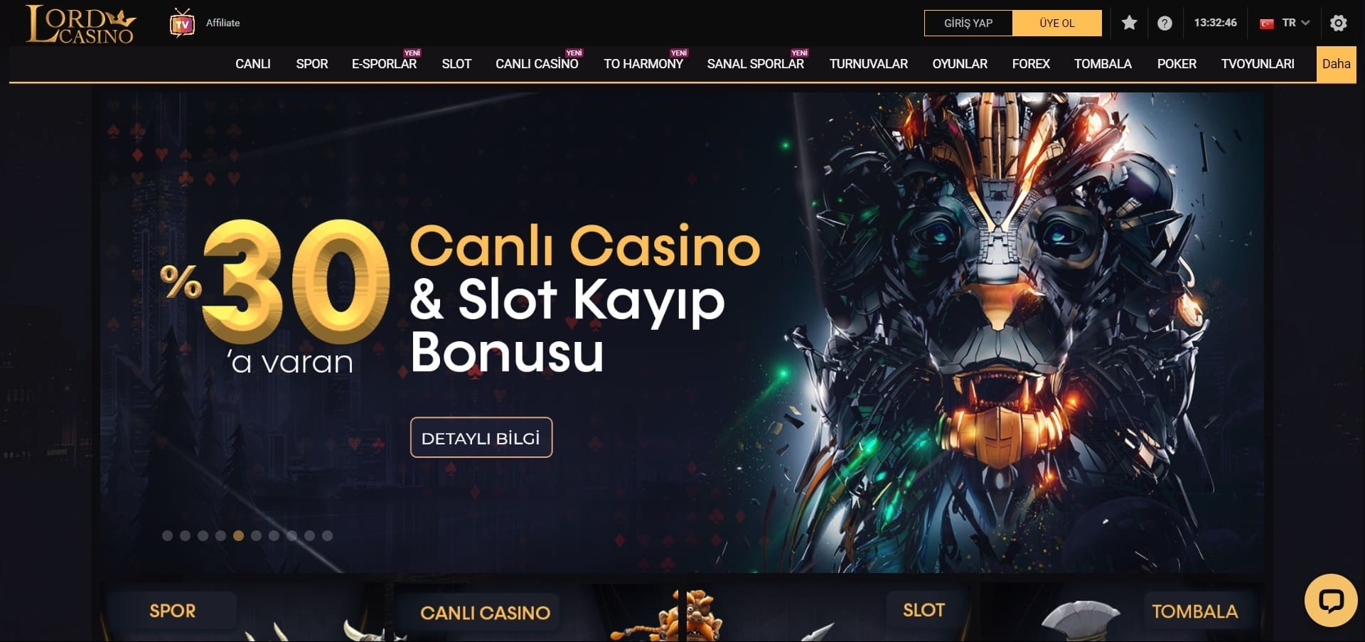 Lord Casino'nun resmi web sitesi