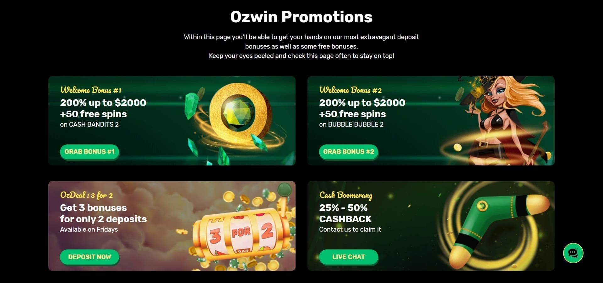 Ozwin Casino Bonusları
